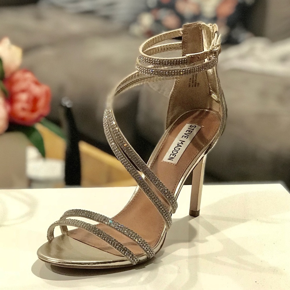 Steve Madden Gold Rhinestone Strappy Heels